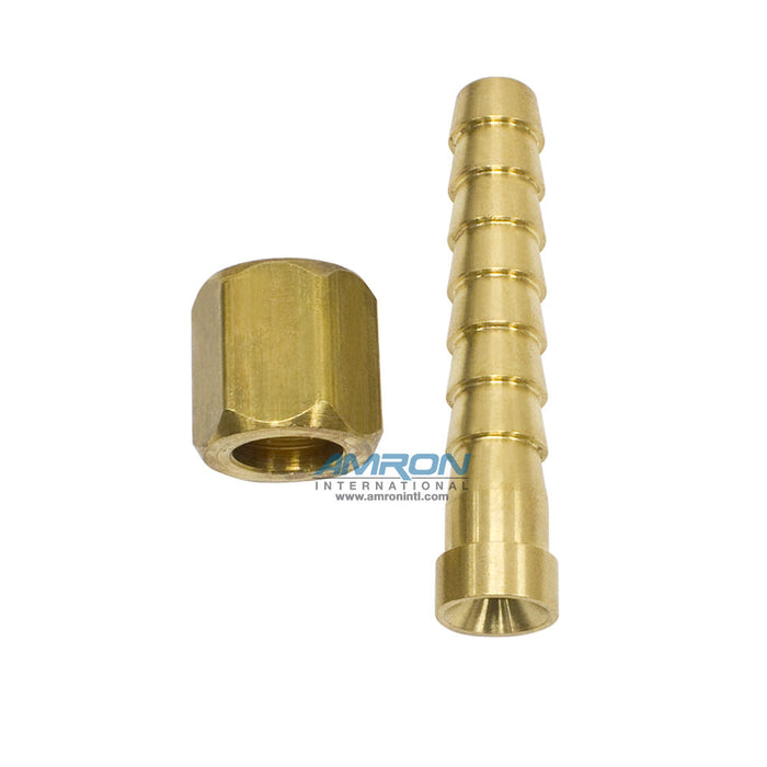 Long Barb Hose Fitting, 3/8" Long-#6 JIC