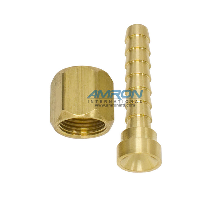 Long Barb Hose Fitting, 3/8" Long-#8 JIC