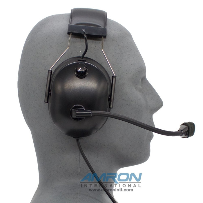 Amron Standard Operator Headset with Boom Mic and Dual Banana Plugs