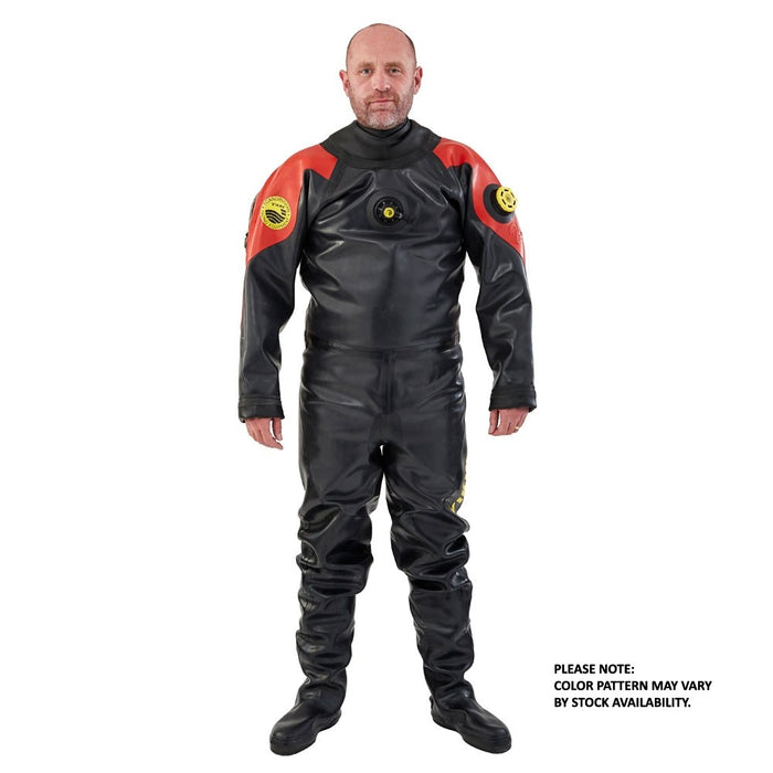 Viking PRO 1050 g/m2 Vulcanized Rubber Drysuit with Latex Neck Seal - Black/Red