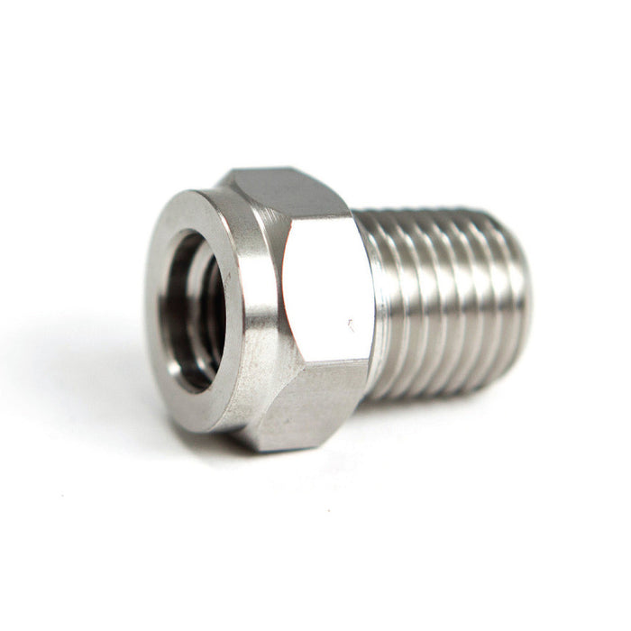 Stainless Adapter 3/8”-24 Female To 1/4” Male NPT